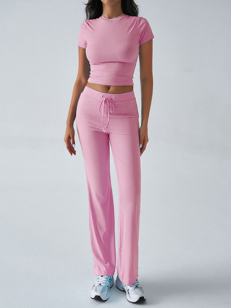 Women’s Casual Co-Ord Outfit with Crop Top and Relaxed Wide-Leg Pants 15