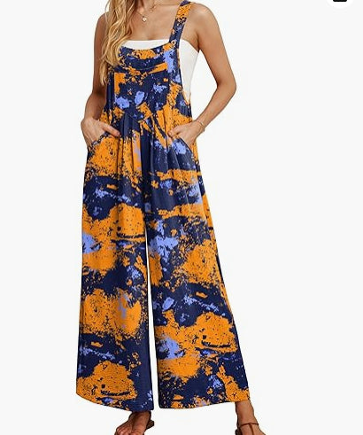 Women’s Sleeveless Floral Jumpsuit with Wide-Leg Design 11