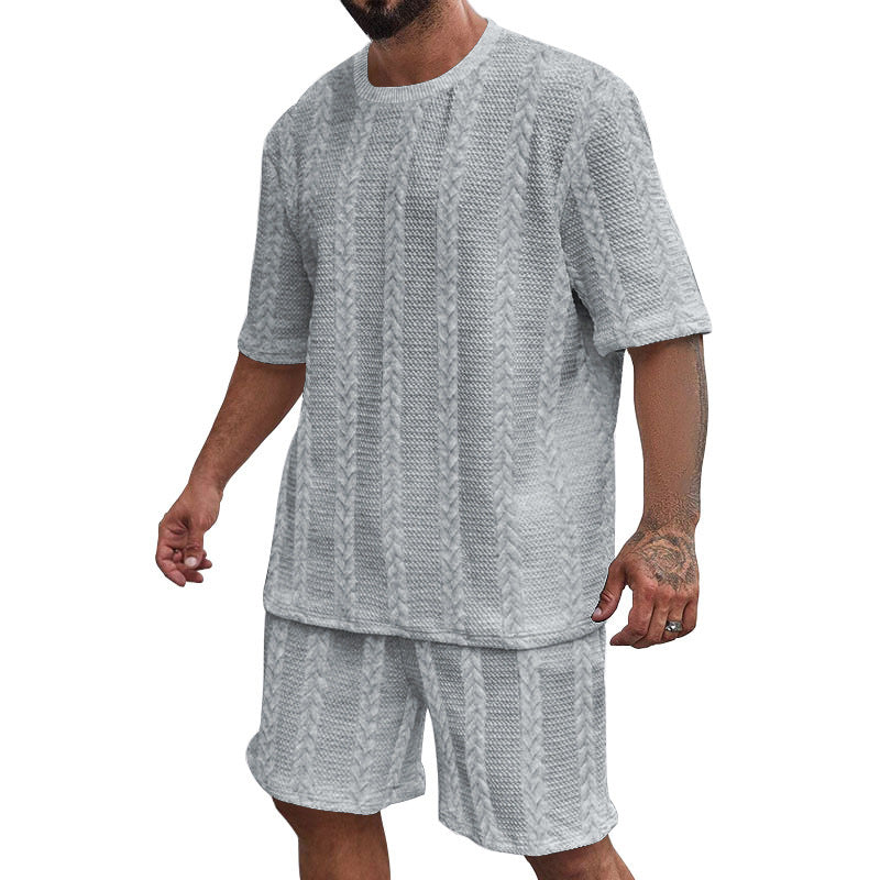 Men’s Two-Piece Outfit with Patterned T-Shirt and Relaxed Fit Shorts 6