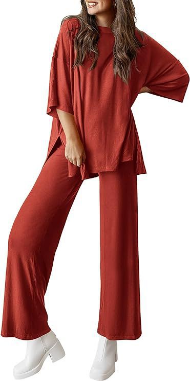 Women’s Olive Two-Piece Lounge Set with Oversized Short-Sleeve Top 9
