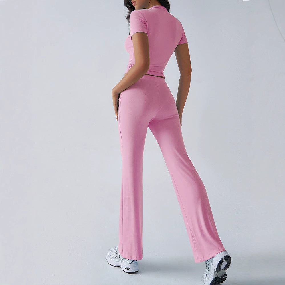 Women’s Casual Co-Ord Outfit with Crop Top and Relaxed Wide-Leg Pants 4