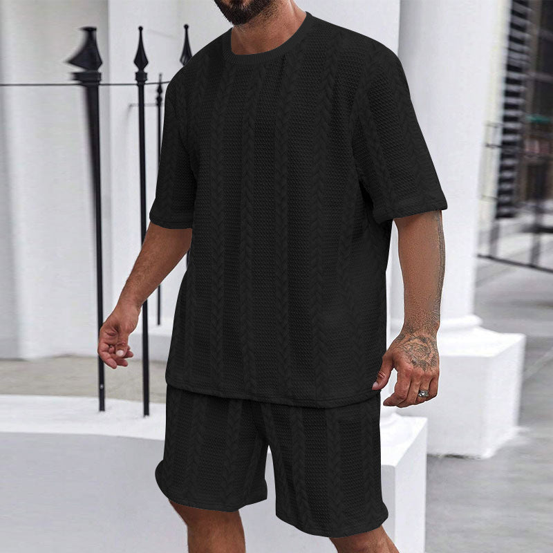 Men’s Two-Piece Outfit with Patterned T-Shirt and Relaxed Fit Shorts 8