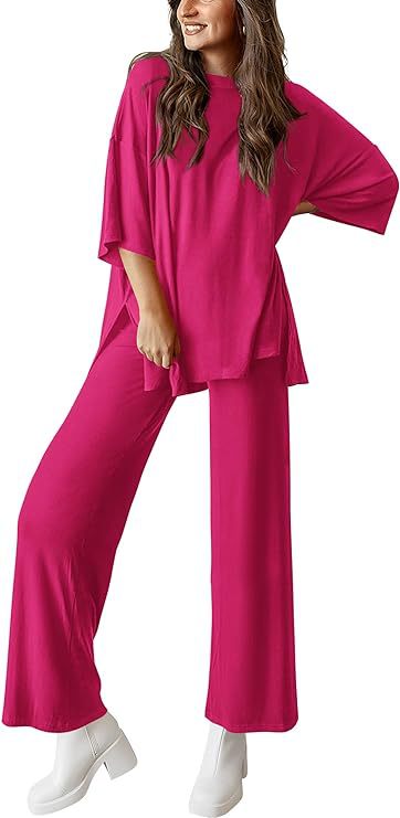 Women’s Olive Two-Piece Lounge Set with Oversized Short-Sleeve Top 17