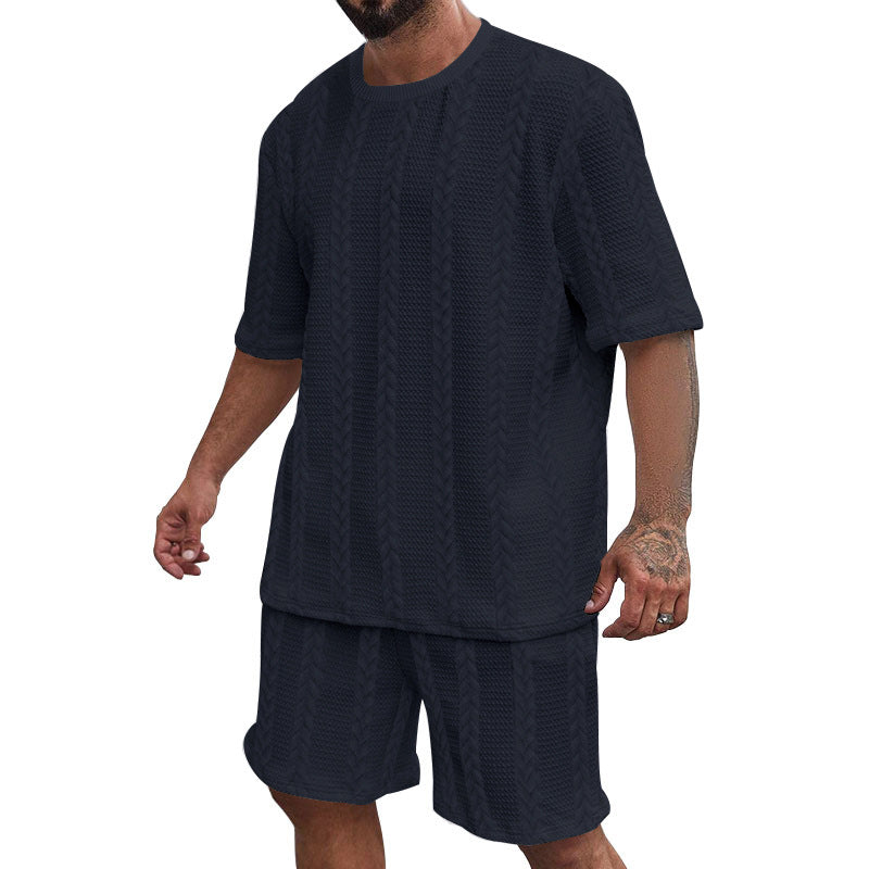 Men’s Two-Piece Outfit with Patterned T-Shirt and Relaxed Fit Shorts 4