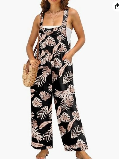 Women’s Sleeveless Floral Jumpsuit with Wide-Leg Design