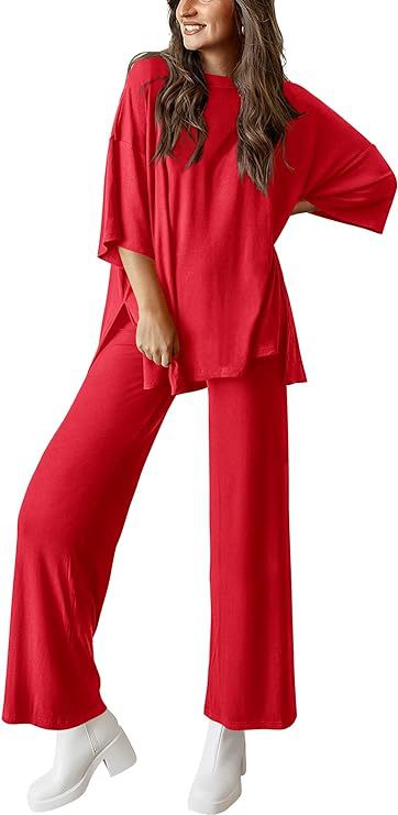 Women’s Olive Two-Piece Lounge Set with Oversized Short-Sleeve Top 20
