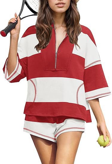 Two-Piece Set with Half-Zip Oversized Top and Matching Shorts 9