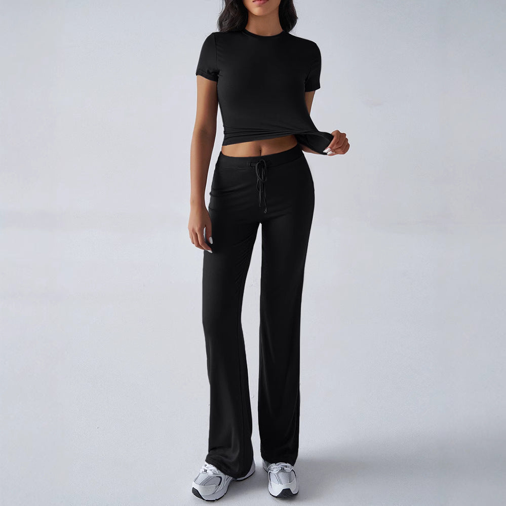 Women’s Casual Co-Ord Outfit with Crop Top and Relaxed Wide-Leg Pants 3