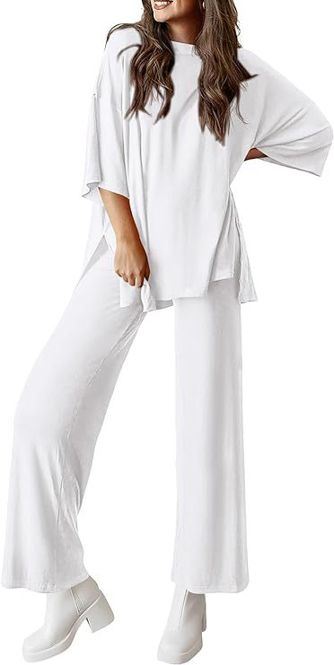 Women’s Olive Two-Piece Lounge Set with Oversized Short-Sleeve Top 21