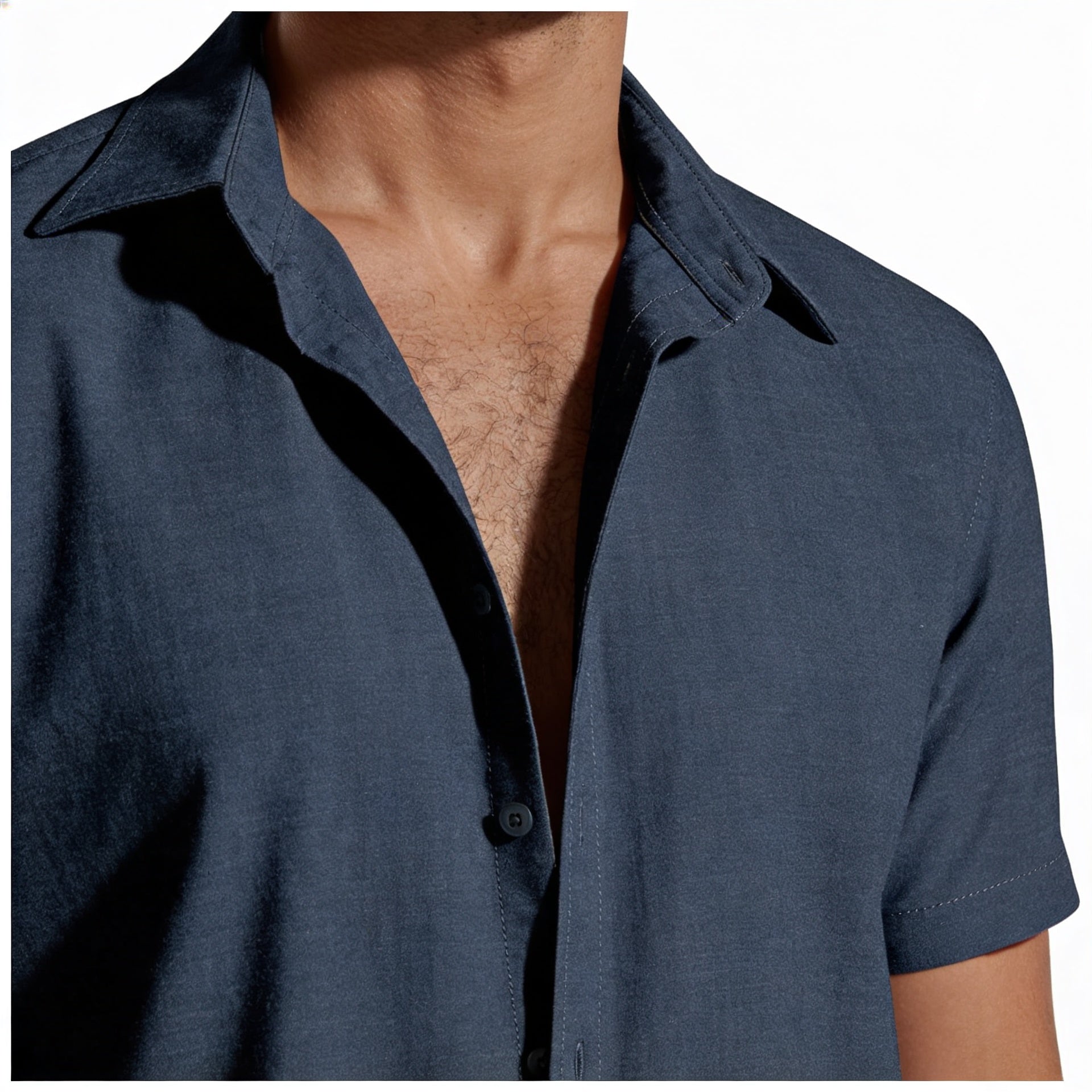 Men’s Short Sleeve Button-Up Shirt with Matching Shorts Set in Solid Colors 3