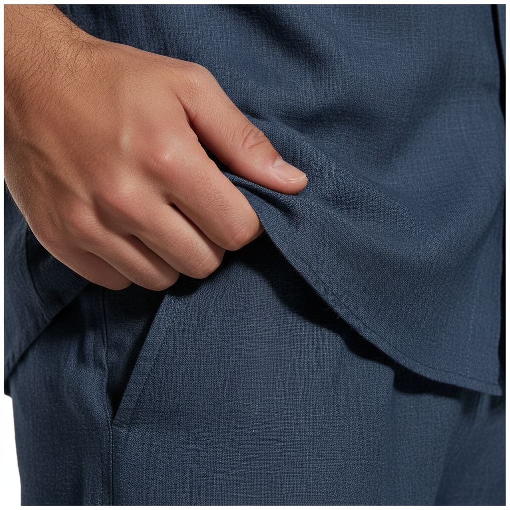 Men’s Short Sleeve Button-Up Shirt with Matching Shorts Set in Solid Colors 7