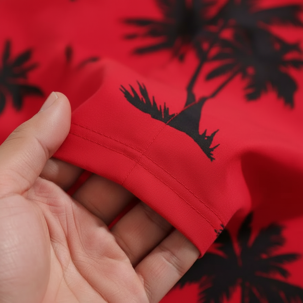 Men’s Palm Tree Print T-Shirt with Drawstring Shorts Set