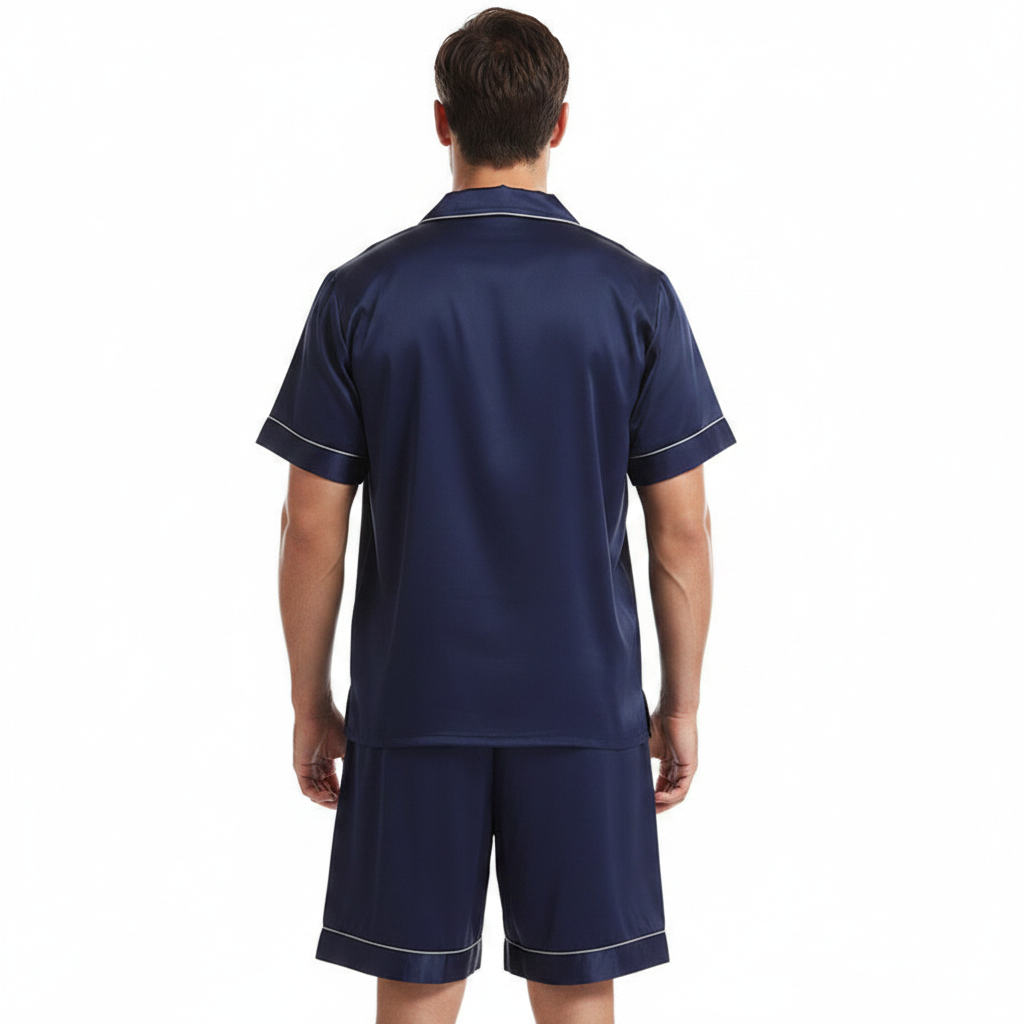 Men’s Slim Fit Short Sleeve T-Shirt and Shorts Set with White Stripe Sleeves 8