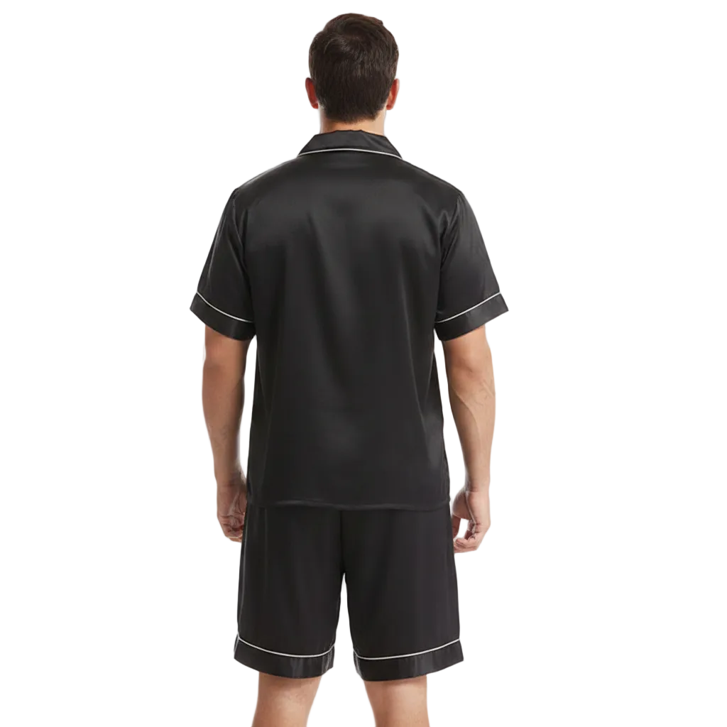 Men’s Slim Fit Short Sleeve T-Shirt and Shorts Set with White Stripe Sleeves 10